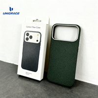 Coque de téléphone magnétique UNIGRACE en cuir de qualité supérieure avec texture en fibre de carbone pour Iphone 12 13 14 15 16 17 air Pro Max