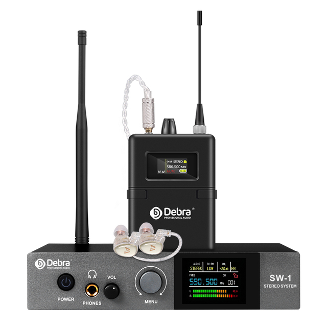 Debra Professional SW-1 Wireless IEM In-Ear Monitor System Metal Material for Studio Stage Recording and Band Performance
