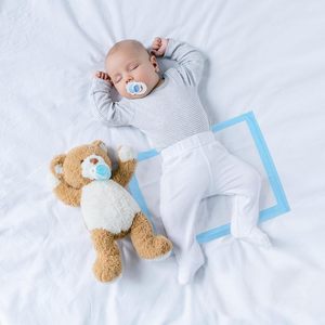 Rocinha Disposable Changing <b>Pads</b> 100 Pack Blue <b>Waterproof</b> Breathable Underpads For Baby Diaper Changing Bed Use - Product Image 4