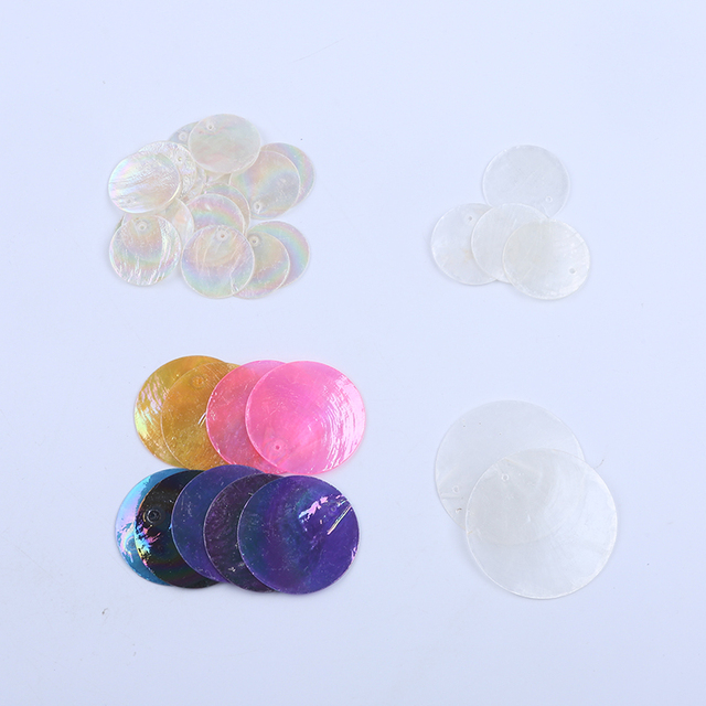 Natural Thin Discs Round Mother of Pearl Shell Piece Beads with Top Hole Charms Round MOP