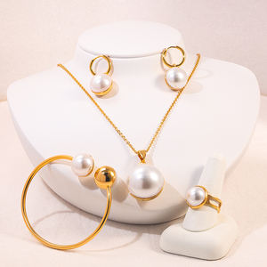 جديد رائج البيع قلادة اللؤلؤ مجموعة القرط فستان الزفاف اكسسوارات الموضة مجموعة المجوهرات بالجملة - Product Image 1