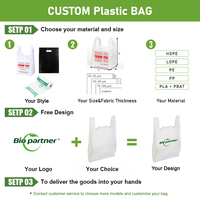 Sacs en plastique HDPE blancs personnalisés avec logo pour T-shirts, courses, supermarchés et plats à emporter