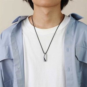 High Polish Stainless Steel Dainty Blank Square Bar Charm Link Chain <b>Necklace</b> <b>for</b> <b>Men</b> Party & Anniversary Gift Jewelry - Product Image 2