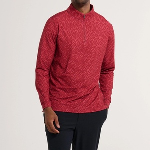 Camisetas de golf con cremallera de un cuarto para hombre, elásticas, personalizadas, con estampado, de manga larga, estilo urbano, en oferta - Product Image 1