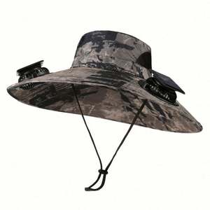 Gorra de Pesca de Nylon con Ventilador Solar y Dos Ventiladores Refrigerantes para Esquí y Ciclismo, Venta al Por Mayor - Product Image 2