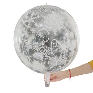 CYmylar 22inch 4D round clear transparent frozen snowflake foil balloon for christmas party decoration