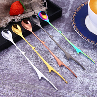 Cuillère en acier inoxydable 304, cuillère à café, cuillère à glace pour bar, cuillère créative en forme de branche, cuillère à miel, cadeau nid d'oiseau