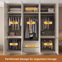 Lemari Pakaian Dongma untuk Rumah/Kamar Tidur, Kayu Solid Tahan Lama Multifungsi, Loker Mewah, Lemari Pintu untuk Apartemen Kecil