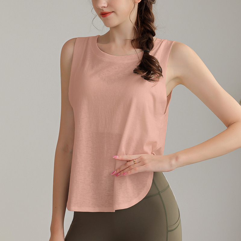 Snowflake Polyester/Cotton Loose Sports Vest Women Running Long Tunic Fitness Breathable Pilates Yoga Sleeveless