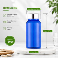 Bouteille de complément alimentaire en plastique PET à large ouverture personnalisée de 150 ml, facile à ouvrir, étanche aux fuites, bouteille à pilules