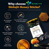 Bâtonnets de miel au Shilajit de l'Himalaya – Mélange naturel d'acide fulvique et de minéraux traces – Complément nutritionnel infusé au miel naturel
