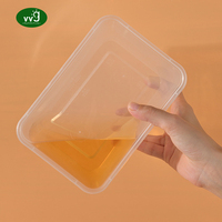 Contenants alimentaires jetables biodégradables en plastique PP VVG, compatibles micro-ondes et lave-vaisselle, 500/600/750/1000 ml, avec couvercles, pour la préparation des repas