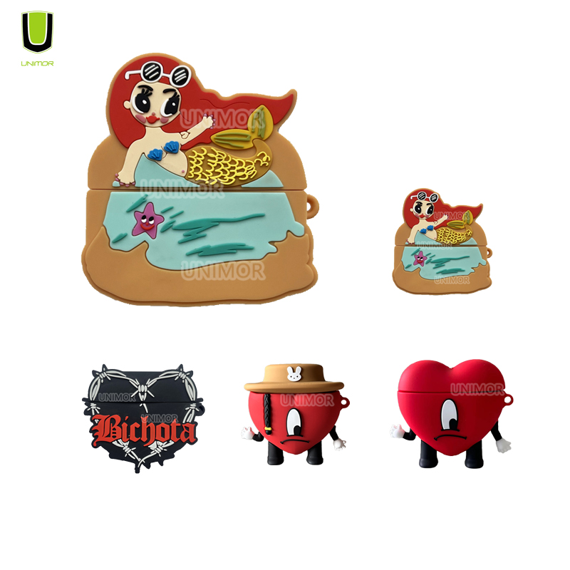 Новое поступление для Airpods Pro 3D милый Gen 2 дизайнерский силиконовый пользовательский роскошный красный сердце плохой кролик Airpod чехол