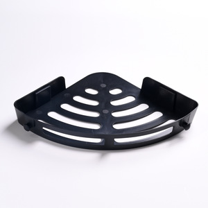 Étagère murale triangulaire Daqiang pour salle de bain, élégante, noire, à un niveau, avec supports, sans perçage requis - Product Image 5