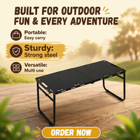 Table tactique pliable - Table de camping en acier carbone léger, imperméable et portable pour 2 à 6 personnes