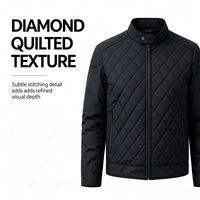 Blouson matelassé bleu marine à col montant et fermeture éclair pour homme, coupe ajustée légèrement rembourrée, style professionnel, vêtement d'extérieur