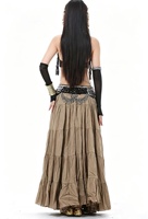 Jupe de danse tribale rouge 720'C de 16 mètres de long, en lin, grande jupe évasée pour la danse du ventre, robe d'Halloween en mousseline à volants, jupe longue maxi pour femme
