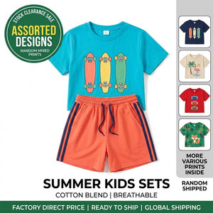Conjunto de Ropa Infantil de Verano para Niños de 3 a 6 Años, Estilo Retro con Letras, Colores Variados, Inventario Nuevo, Envío Aleatorio - Product Image 3