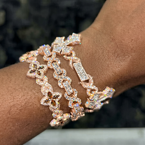 Rose Gold Plated <b>Silver</b> Lab Grown Diamond Filled IGI Certified <b>Cross</b> <b>Bracelet</b> Women's Luxury Religious Hip Hop Jewelry Everyday - Product Image 1