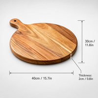 Planche de service ronde en bois d'acacia avec poignée pour pizza, nouveau design