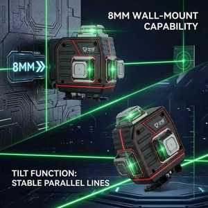Niveau <span class=keywords><strong>laser</strong></span> <span class=keywords><strong>rotatif</strong></span> industriel DIY, faisceau lumineux vert 40m, batterie au lithium, portée 100m, précision 360 degrés, <span class=keywords><strong>laser</strong></span> ligne verte 12 points - Product Image 4