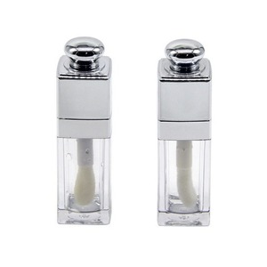 <b>Lip</b> Gloss Bottle 8ml Square Silver Plastic Empty Container With Brush For Cosmetic Packaging - Product Image 4