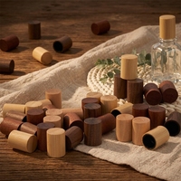 Tapas de Madera y Bambú Personalizadas para Botellas de Vidrio de Difusores de Aroma, Tapas Cilíndricas de Madera para Botellas de Spray de Aceites Esenciales y Fragancias