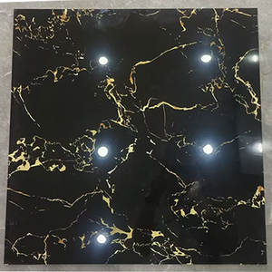 Venta al por mayor 60x60cm <span class=keywords><strong>Super</strong></span> negro oro de lujo brillante efecto de mármol pulido moderno hogar pared porcelana baldosas para uso en el baño - Product Image 4