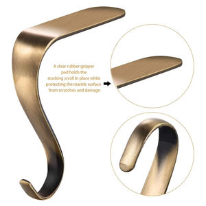 Wholesale Classic Style Self-Adhesive Reusable Metal Christmas <b>Stocking</b> Hangers with Hanging Hooks for Fireplace Mantel - Product Image 2