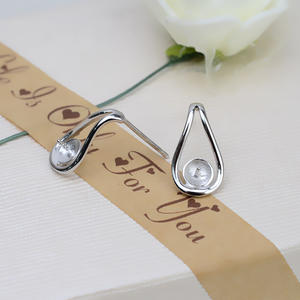 Pendientes de Plata S925, Esenciales para Mujer, con Lazo, Personalizados, con 5-6 Perlas, Joyería con Bandeja Vacía, Semi-terminados, Modelo 1177 - Product Image 3