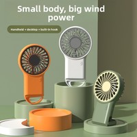 Nouveau Ventilateur Portable Pliable 2025 avec Climatisation, Recharge USB, Mini Ventilateur de Bureau, Crochet de Montagne Cartoon, 36 dB, 500-800 mAh
