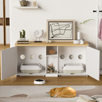 Meuble TV de style litière en bois pour chat, meuble vintage avec séparateur pour 2 chats