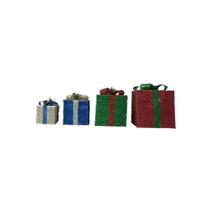 Conjunto de quatro luzes de Natal para presente, boneco de neve LED para o Dia dos Namorados, luz de Natal, lenços de neve e fumaça, 5V, 100