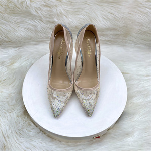 Chaussures pour femmes en dentelle argentée, talons aiguilles pointus 8/10/12 cm, escarpins pour femmes, grandes tailles 34-46, talons hauts - Product Image 5