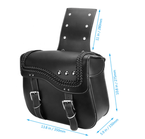 Sac Double face de <span class=keywords><strong>moto</strong></span> en cuir PU, <span class=keywords><strong>Vintage</strong></span>, de grande capacité, selle <span class=keywords><strong>latérale</strong></span> modifiée, à rivets - Product Image 2