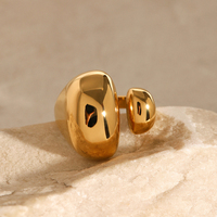 18K PVD-Vergoldeter Asymmetrischer Doppel-Splitring aus Edelstahl, Offener Ring