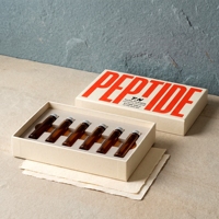 Boîte rigide personnalisée avec couvercle et base blancs pour flacons de peptides, logo UV sélectif sur éponge, impression offset sur carton, soins personnels