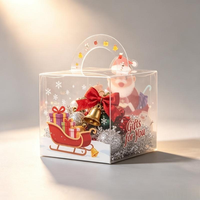 Boîte cadeau personnalisable en plastique PET transparent pour Noël, avec poignée, design pliable, impression UV, emballage alimentaire de qualité supérieure, Shanghai