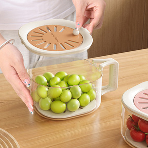 Passoire à fruits pliable 2-en-1 écologique avec poignée, motif fraise mignon, en PP+PET pour le lavage – Vente en gros - Product Image 4