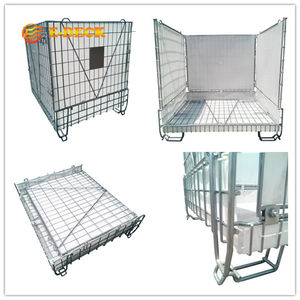 <span class=keywords><strong>Cage</strong></span> de stockage en fil métallique pliable galvanisée portable pour chariot élévateur, personnalisable et soudée - Product Image 4