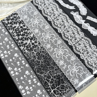 10 Rouleaux de Films Adhésifs Transfert pour Ongles en Dentelle Vintage, Motifs Creux en Maille Transparente, pour Décorations de Manucure DIY en Salon