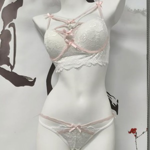 Conjunto de sujetador sexy estilo francés con lazo cruzado, lencería romántica para mujer, sujetador puro y seductor para chicas jóvenes. - Product Image 4