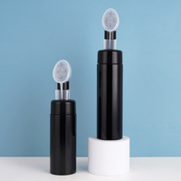 120ml 150ml 200ml Noir Pet Cosmétique En Plastique Nettoyant Pour Le Visage Mousse En Plastique Liquide Mousse Savon Pompe Bouteille Avec Brosse En Silicone
