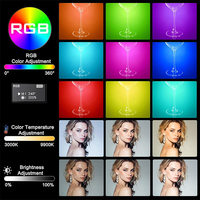 Lumière d'appoint LED portable RGB 5W à température de couleur réglable pour photographie, mini projecteur carré de poche pour diffusion en direct sur téléphone portable