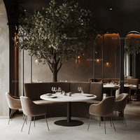 Marbre demi-cercle rond café canapé stand siège chaise et table ensemble meubles pour restaurant café