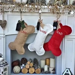 Wholesale Custom Cute New Arrival <strong>Dog</strong> Bone Shape <strong>Christmas</strong> <strong>Stockings</strong> <strong>for</strong> Home Party Hanging Decoration - Product Image 2