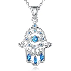 925 sterling silver evil blue eye yoga buddha fatima hand of hamsa pendant necklace