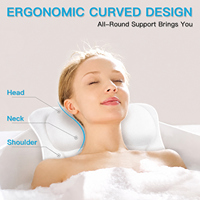 Coussin de bain ergonomique CF en maille aérée 4D en forme de papillon blanc avec six ventouses et crochet de suspension pour baignoire, soutien tête, cou et épaules