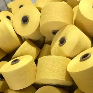Bright Yellow Color 10s 12s Cotton recycle towel knitting yarn