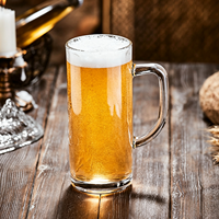 Verre à bière pression personnalisé avec logo 380 ml, populaire pour bars commerciaux et usage domestique, grande capacité avec poignée